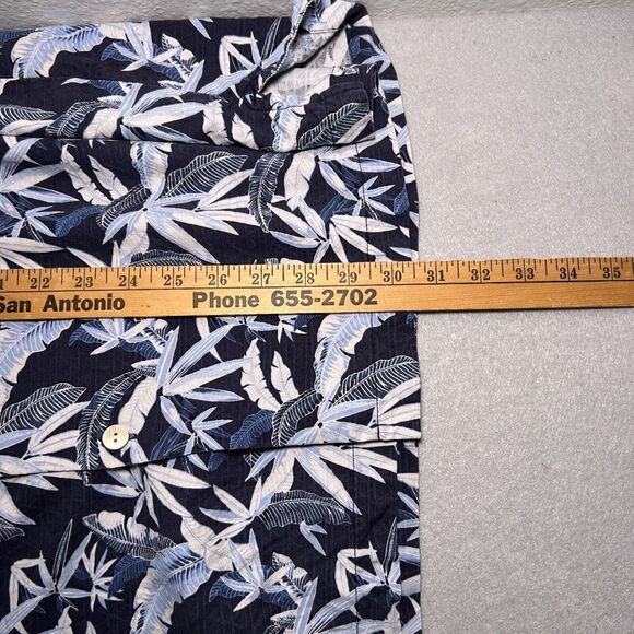Tommy Bahama Silk Hawaiian Shirt Button Down Mens XL Tropical Palm Blue - Picture 10 of 11